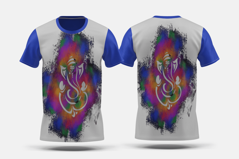 Next Print Illustration of Lord Ganpati background for Ganesh Chaturthi festival of India Printed t-shirt - Next Print