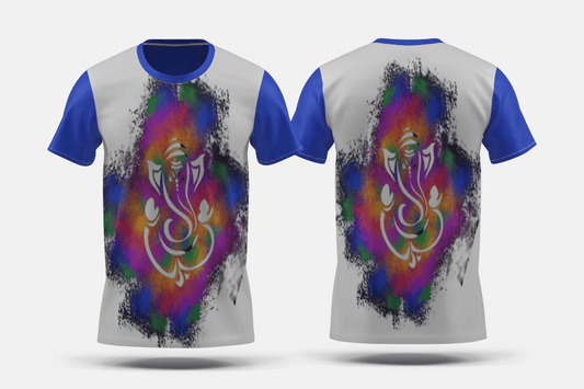 Next Print Illustration of Lord Ganpati background for Ganesh Chaturthi festival of India Printed t-shirt - Next Print