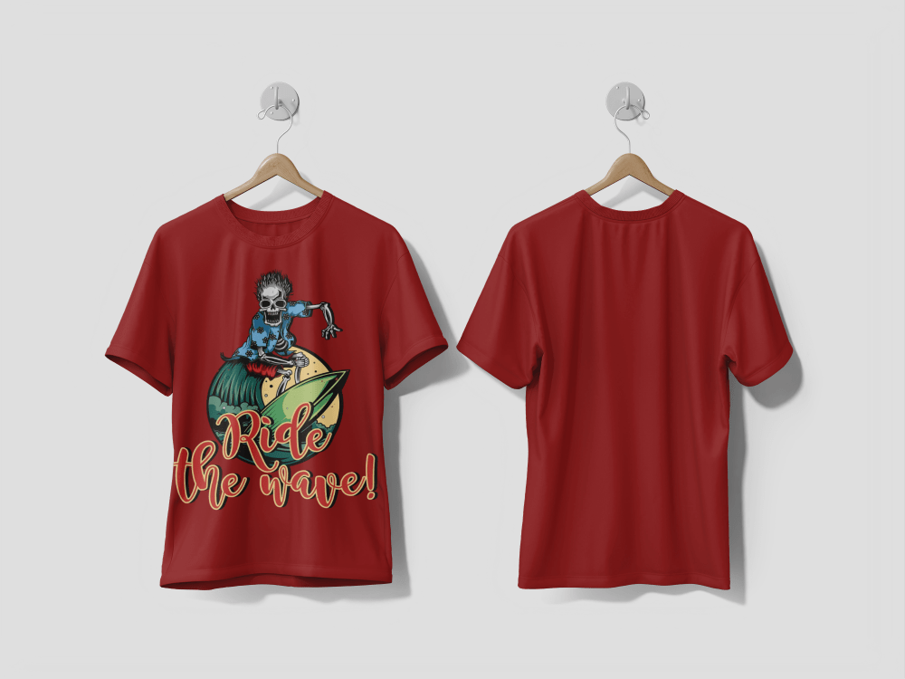 Next Print Illustration of skeleton on surfing board printed t-shirt - Next Print