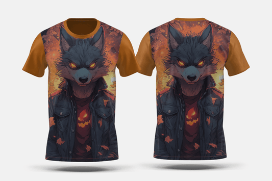 Next Print Ilustración de la escena de Halloween en estilo anime Printed t-shirt - Next Print