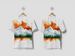 Next Print India republic day celebration digital art with mountains Printed T-shirt - Next Print