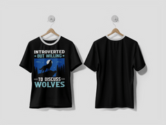 NEXT PRINT Introverted But Willing To Discuss Wolves colorful Graphic T-Shirt - Next Print