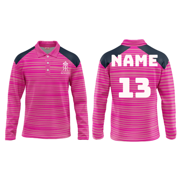 Next Print Ipl Rajasthan Customisable Polo neck Full Sleeves jersey - Next Print