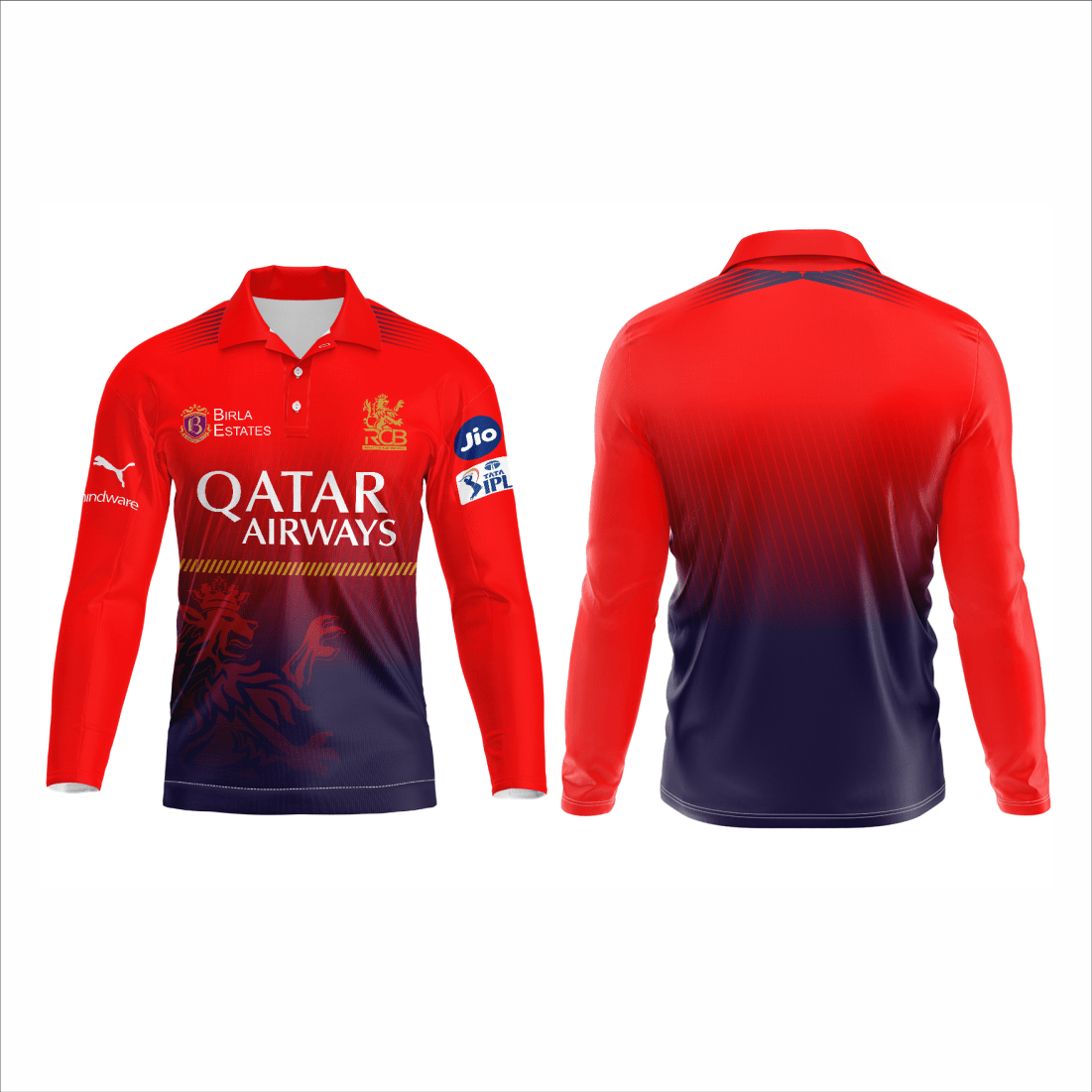 Next Print Ipl Royal Challengers Bengaluru Printed Polo Collar Full Sleeves Jersey - Next Print