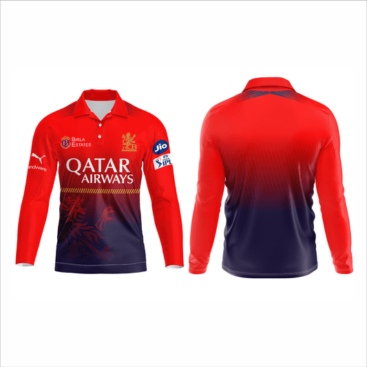 Next Print Ipl Royal Challengers Bengaluru Printed Polo Collar Full Sleeves Jersey - Next Print