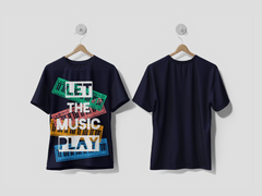 Next Print Let the music play lettering slogan retro sketch style musical instruments piano for t-shirt Design Printed T-shirts - Next Print