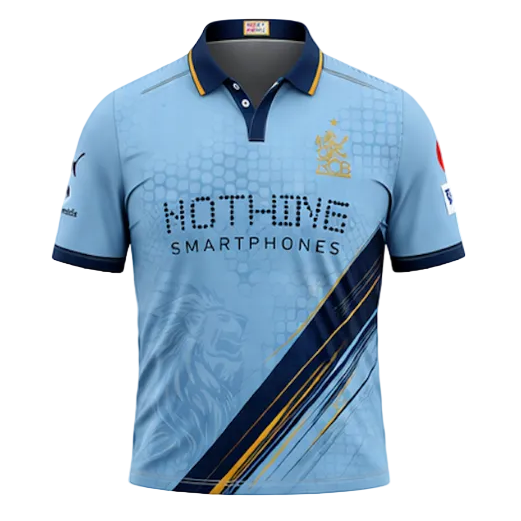 Next Print Light Blue Cricket Jersey RCB Style – Custom Name & Number Sublimation Sports T-Shirt India