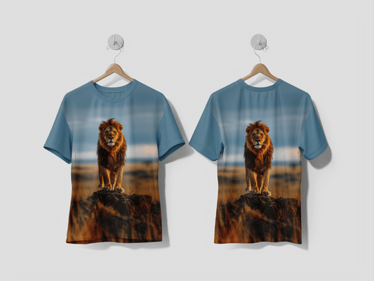 NEXT PRINT Lion pride in dry forest Design printed t-shirt - Next Print