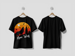 NEXT PRINT Lone Wolf Howling Sunset Silhouette Wild Nature Design T-Shirt - Next Print