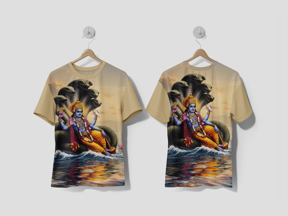 NEXT PRINT Lord Vishnu on Ananta Shesha Design printed t-shirt - Next Print