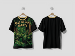 Next Print Lush forest scene with a river and motivational text design Printed T-shirt - Next Print