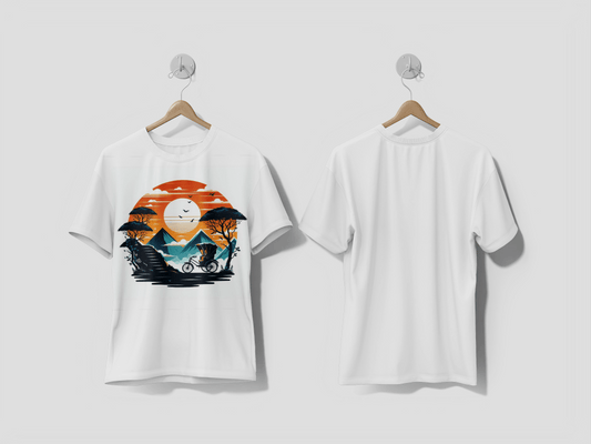 Next Print Mountain sunset vector Design Printed T-shirt - Next Print