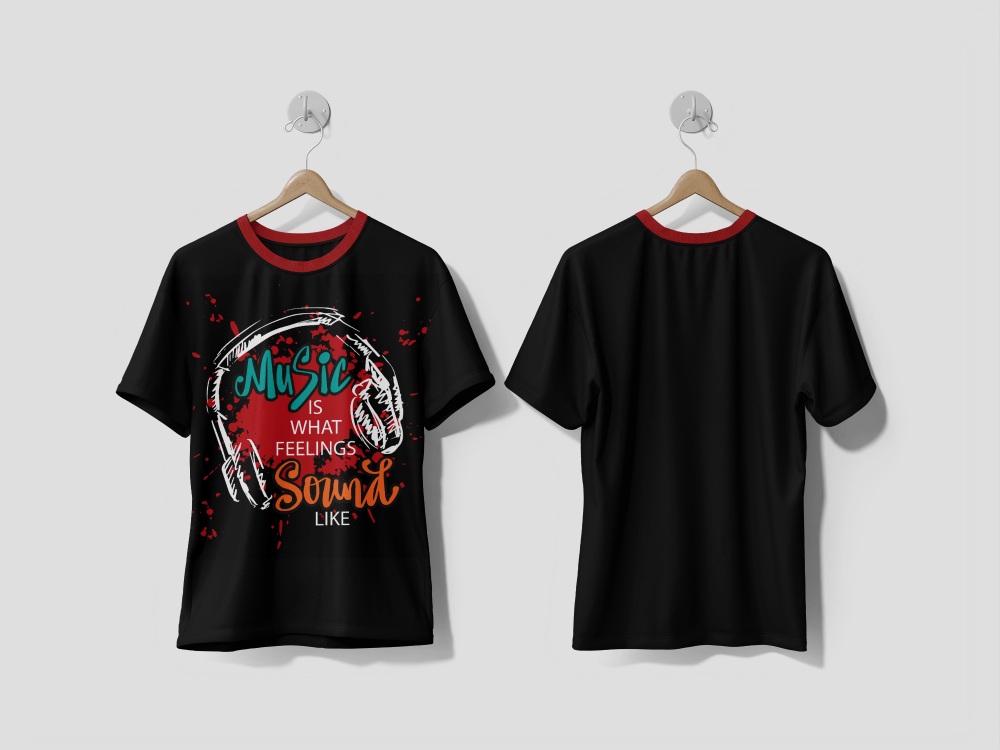 Next Print Music is what feelings sound like lettering Poster music quote Printed t-shirt - Next Print