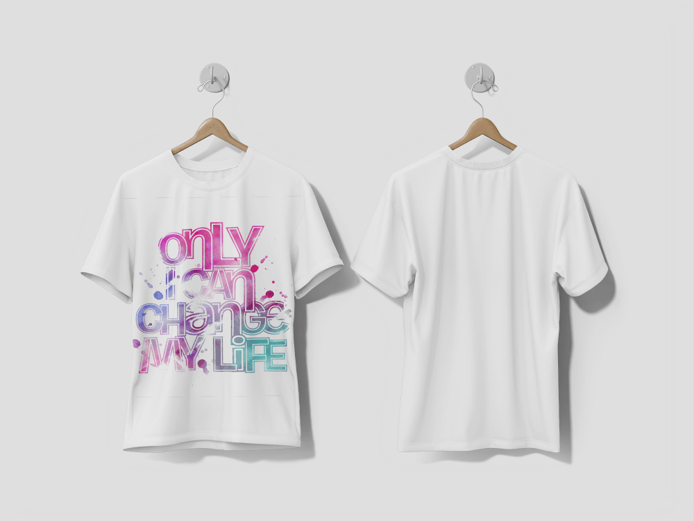 Next Print Only I Can Change My Life Text Made of 3d Vector Design Element printed t-shirt - Next Print