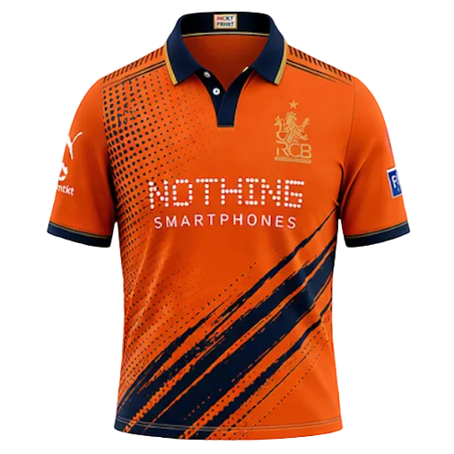 Next Print Orange Cricket Jersey RCB Style – Custom Name & Number Sublimation Sports T-Shirt India