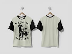 Next Print Original Cosmic Poster with text feel the fear and do it anyway illustration printed t-shirt - Next Print