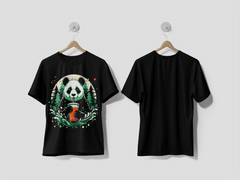 NEXT PRINT Panda holding drink on forest vector illustration artwork design Printed t-shirt - Next Print