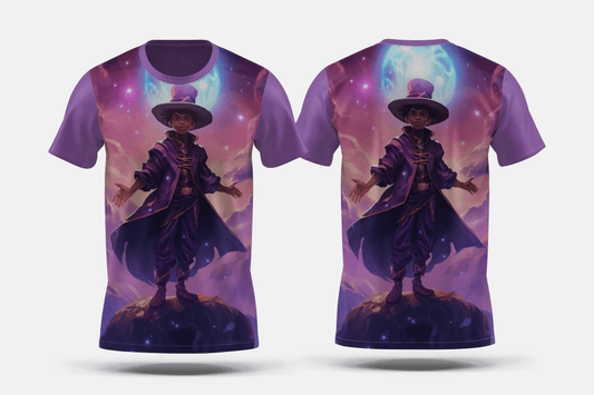 Next Print Portrait of fantasy wizard character Printed t-shirt - Next Print