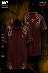 Premium maroon tech pattern sublimation polo sports jersey with front and back view by Next Print