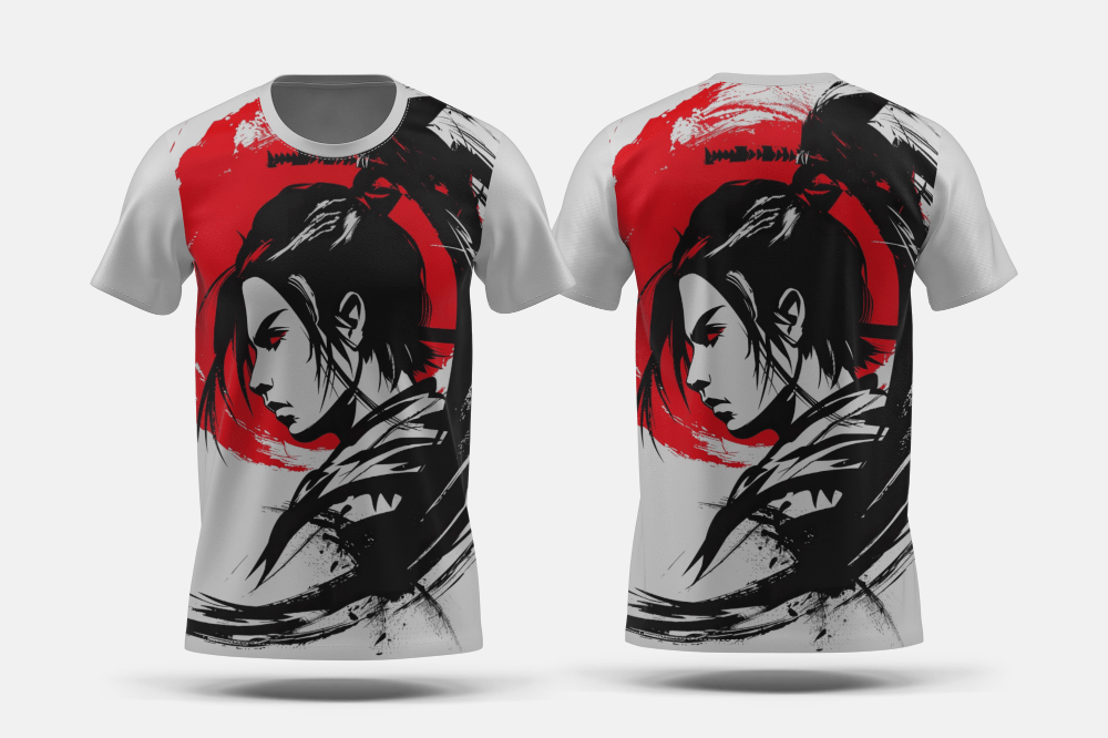 Next Print Profile Portrait of a Japanese Woman in a Bold Abstract Style Printed t-shirt - Next Print