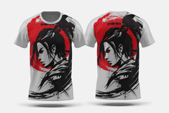 Next Print Profile Portrait of a Japanese Woman in a Bold Abstract Style Printed t-shirt - Next Print