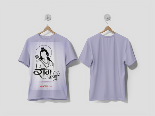 NEXT PRINT Ram Navami Hindi calligraphy with symbol illustration design t-shirt - Next Print
