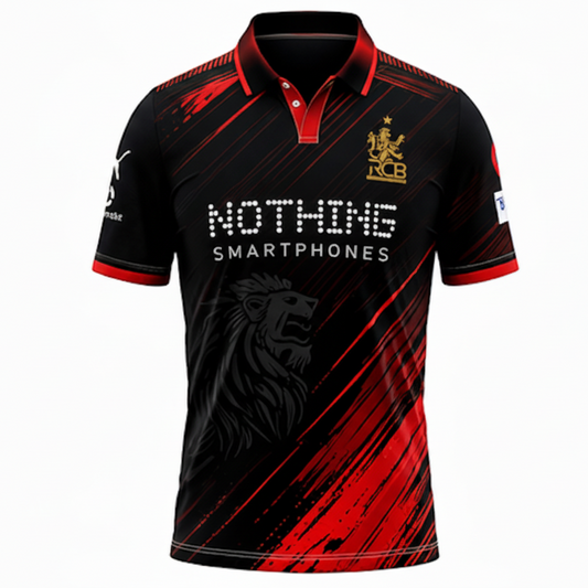 Next Print RCB Black Red Cricket Jersey Lion Design Premium Custom Team Sports Shirt