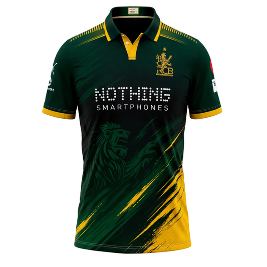 Next Print RCB Green Gold Cricket Jersey – Custom Name & Number | Premium Fan Edition Sports T-Shirt