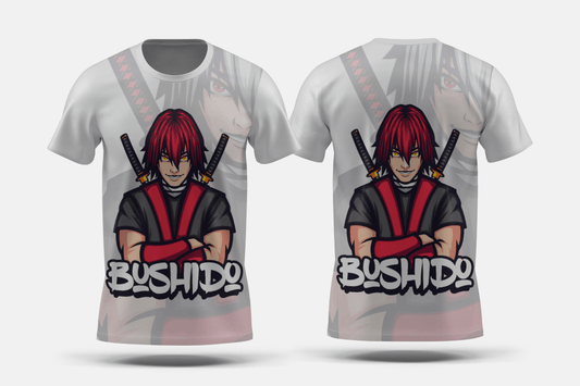 Next Print Red Haired Bushido Ronin Samurai Mascot Illustration Printed t-shirt - Next Print