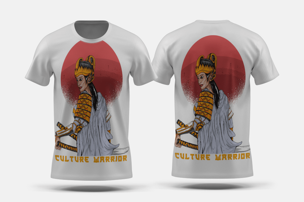 Next Print Samurai Girl Warrior Vector Image Printed t-shirt - Next Print
