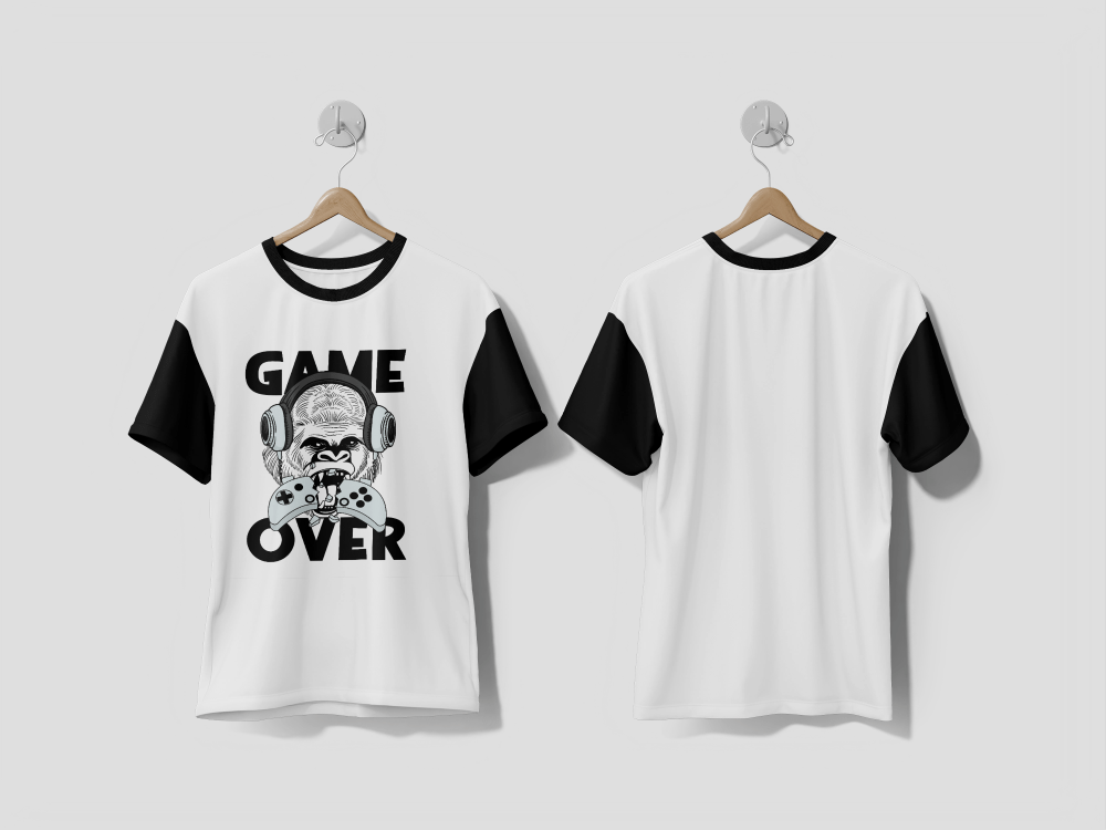 NEXT PRINT Screaming Gorilla in headphones Gorilla game over Humor card t-shirt composition hand drawn style print Vector illustration Free Fire Design t-shirt - Next Print