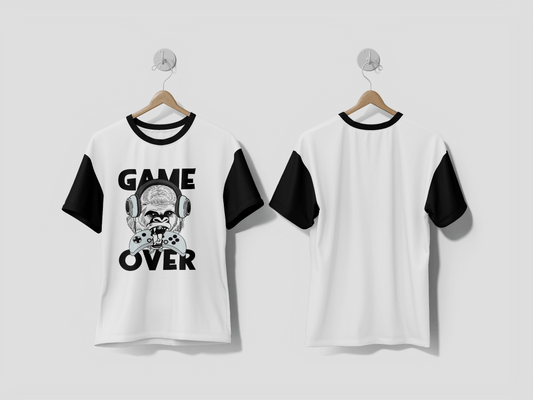 NEXT PRINT Screaming Gorilla in headphones Gorilla game over Humor card t-shirt composition hand drawn style print Vector illustration Free Fire Design t-shirt - Next Print