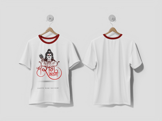 NEXT PRINT Shree Ram Navami festival greeting with Hindi calligraphy design t-shirt - Next Print