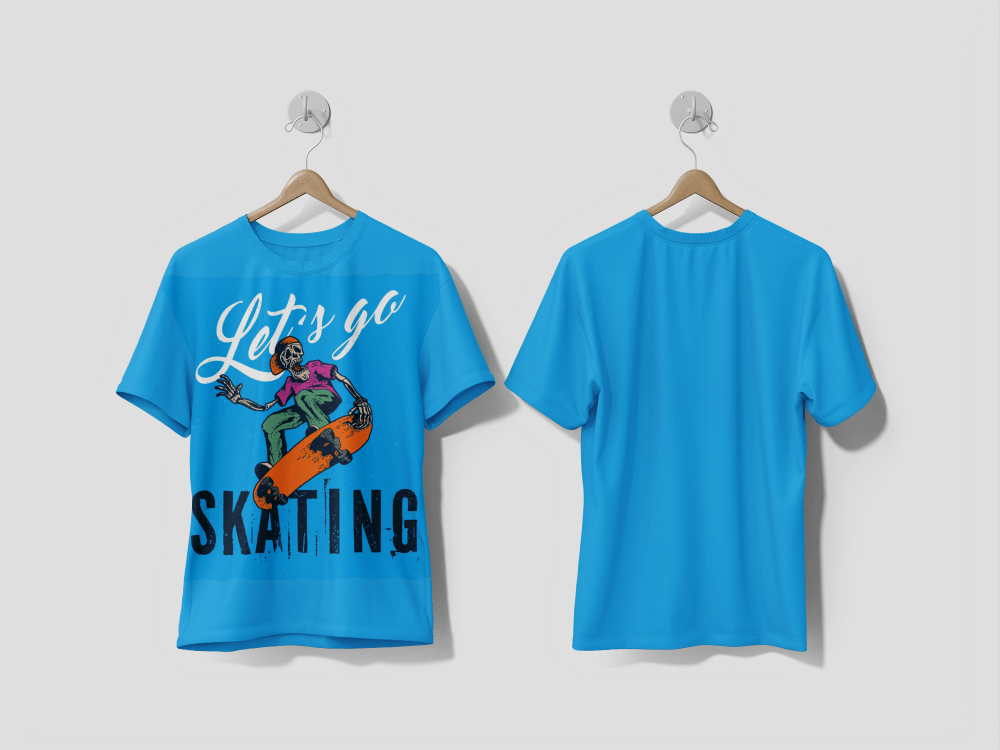 Next Print Skateboard t-shirt label design with illustration of skeleton playing skateboard printed t-shirt - Next Print