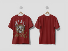 Next Print Skull with deer horns, Hipster theme illustration printed t-shirt - Next Print