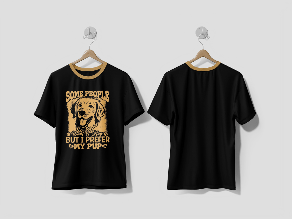 NEXT PRINT Some People Want A Hug But I Prefer My Pup colorful Graphic T-Shirt Golden Retriever T-Shirt Design - Next Print