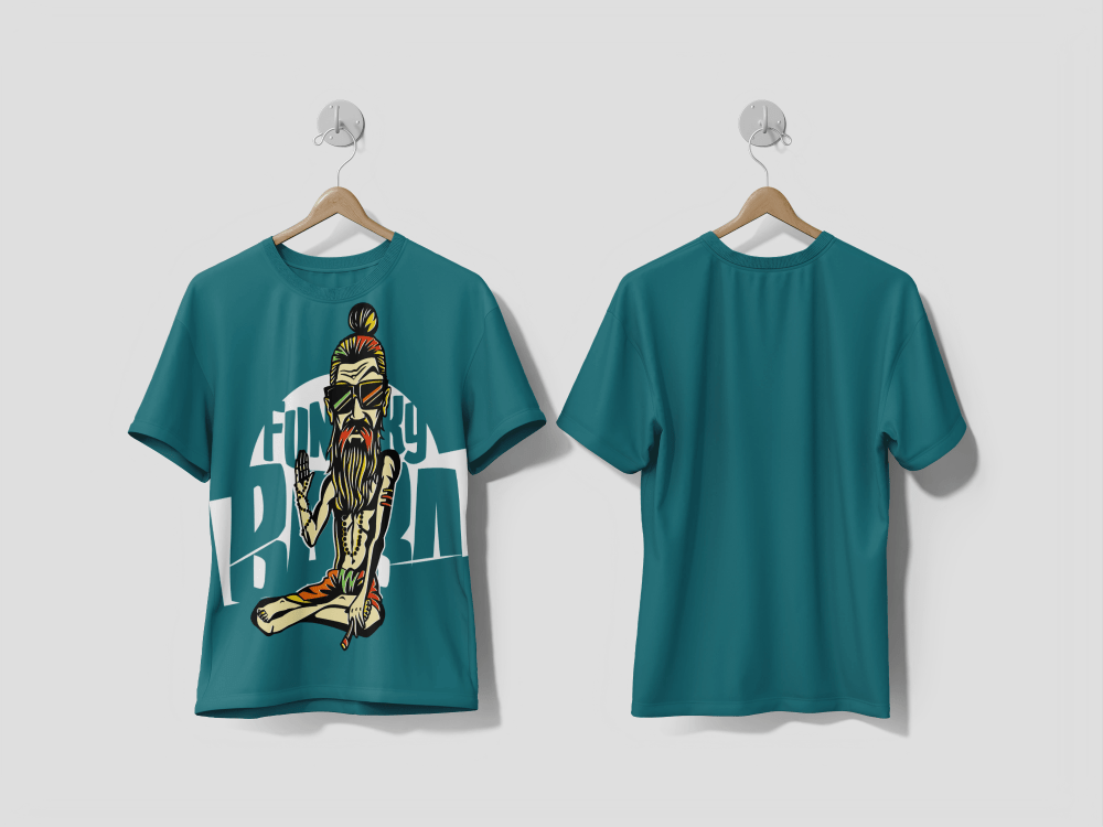 Next Print T-shirt Design Funky baba Yogi Holding a Joint or Cigarette vector illustration printed t-shirt - Next Print