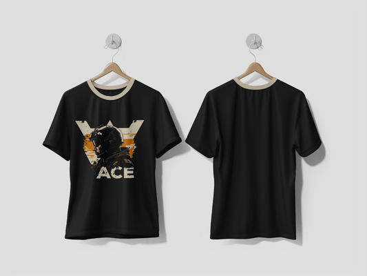 NEXT PRINT T-shirt featuring a bold typographic arrangement of the phrase Ace Pilot t-shirt design - Next Print