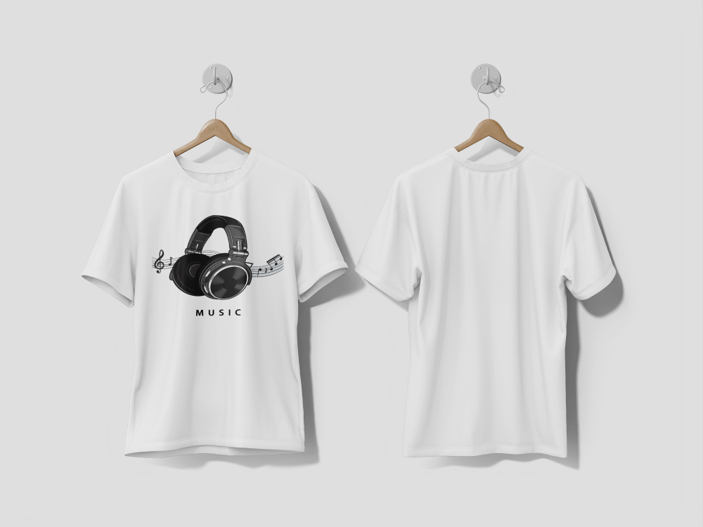 Next Print T-shirt with headphones. Printed T-shirts - Next Print