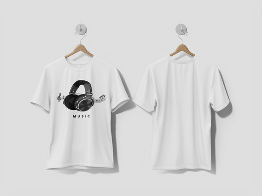 Next Print T-shirt with headphones. Printed T-shirts - Next Print