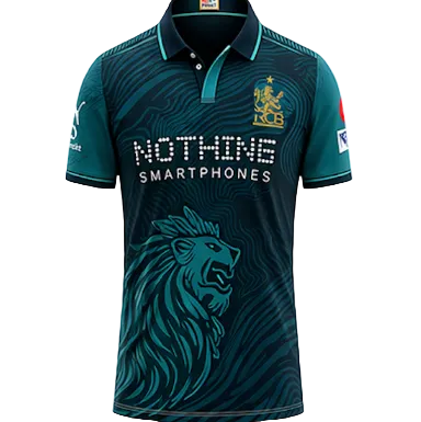 Next Print Teal Cricket Jersey Lion Design RCB Style – Custom Name & Number Sublimation Sports T-Shirt India