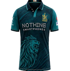 NextPrint RCB Teal Lion Contour Jersey – Premium Player Version Cricket T-Shirt