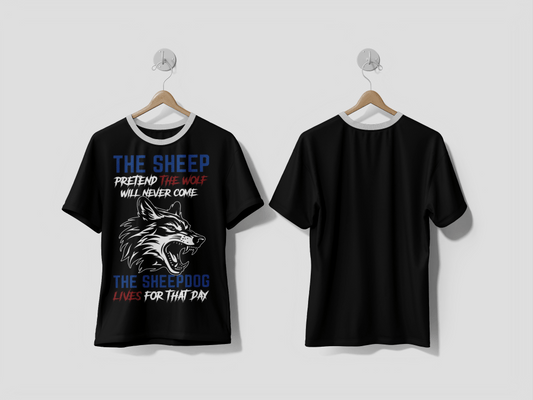 NEXT PRINT The Sheep Pretend The Wolf Will Never Come The colorful Graphic T-Shirt Wolf T-Shirt Design - Next Print