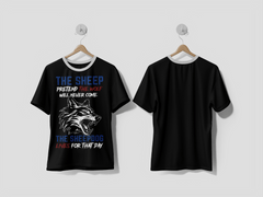 NEXT PRINT The Sheep Pretend The Wolf Will Never Come The colorful Graphic T-Shirt Wolf T-Shirt Design - Next Print