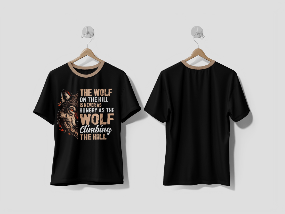 NEXT PRINT The Wolf On The Hill Is Never As Hungry As The Wolf colorful Graphic T-Shirt - Next Print