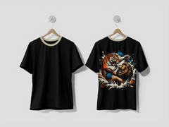 NEXT PRINT Tiger and lion vector illustration design splash Printed t-shirt - Next Print