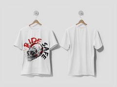 Next Print Tshirt and tattoo design sketch of hipster rider wearing a helmet for safe ride vector illustration printed t-shirt - Next Print