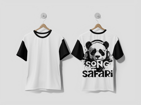 NEXT PRINT Tshirt design with a panda listening to music on headphones Printed t-shirt - Next Print