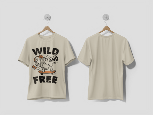 Next Print Typography wild and free lion skateboarding for t shirt design printed t-shirt - Next Print