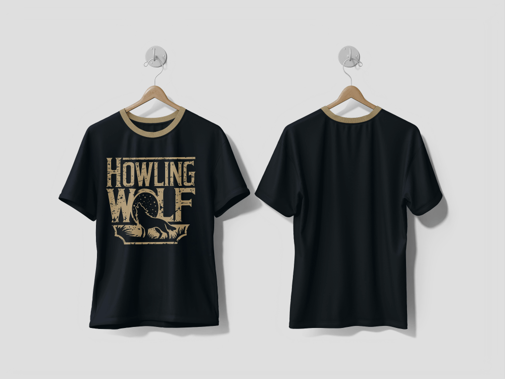 NEXT PRINT Vintage grunge logo of howling wolf t-shirt - Next Print